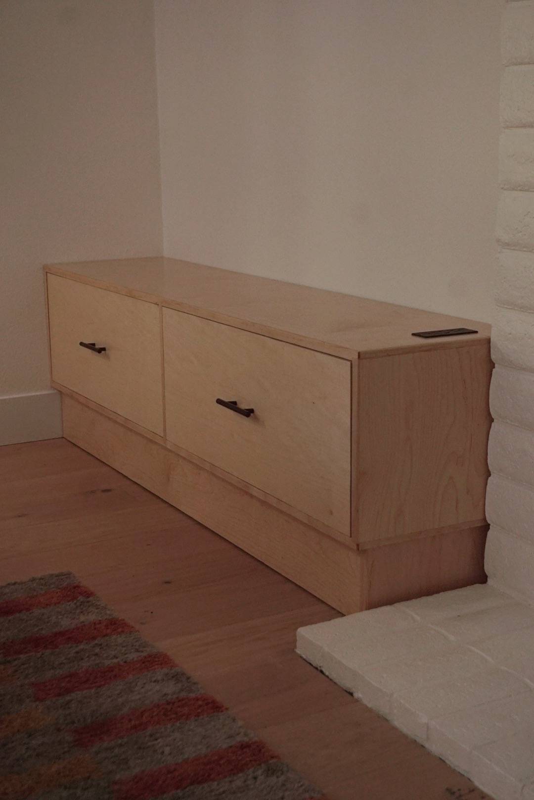 Custom Maple Wooden bench with drawers