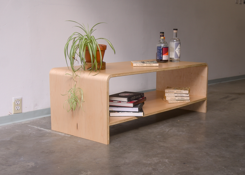 Maple Kerf Bent Coffee Table made out of plywood and finished with rubio monocoat
