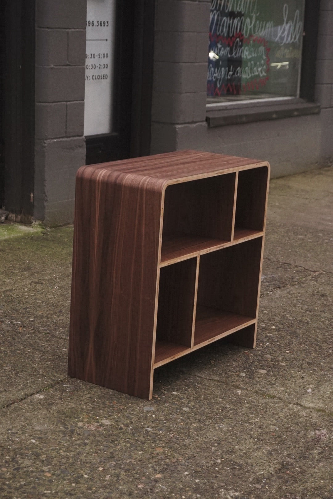 Kerf Bent Walnut Record Storage